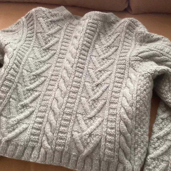 Vintage cropped all wool cable knit J Crew sweater..sage large - Picture 3 of 3